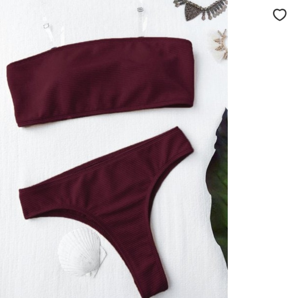 Zaful Green ribbed high leg bikini